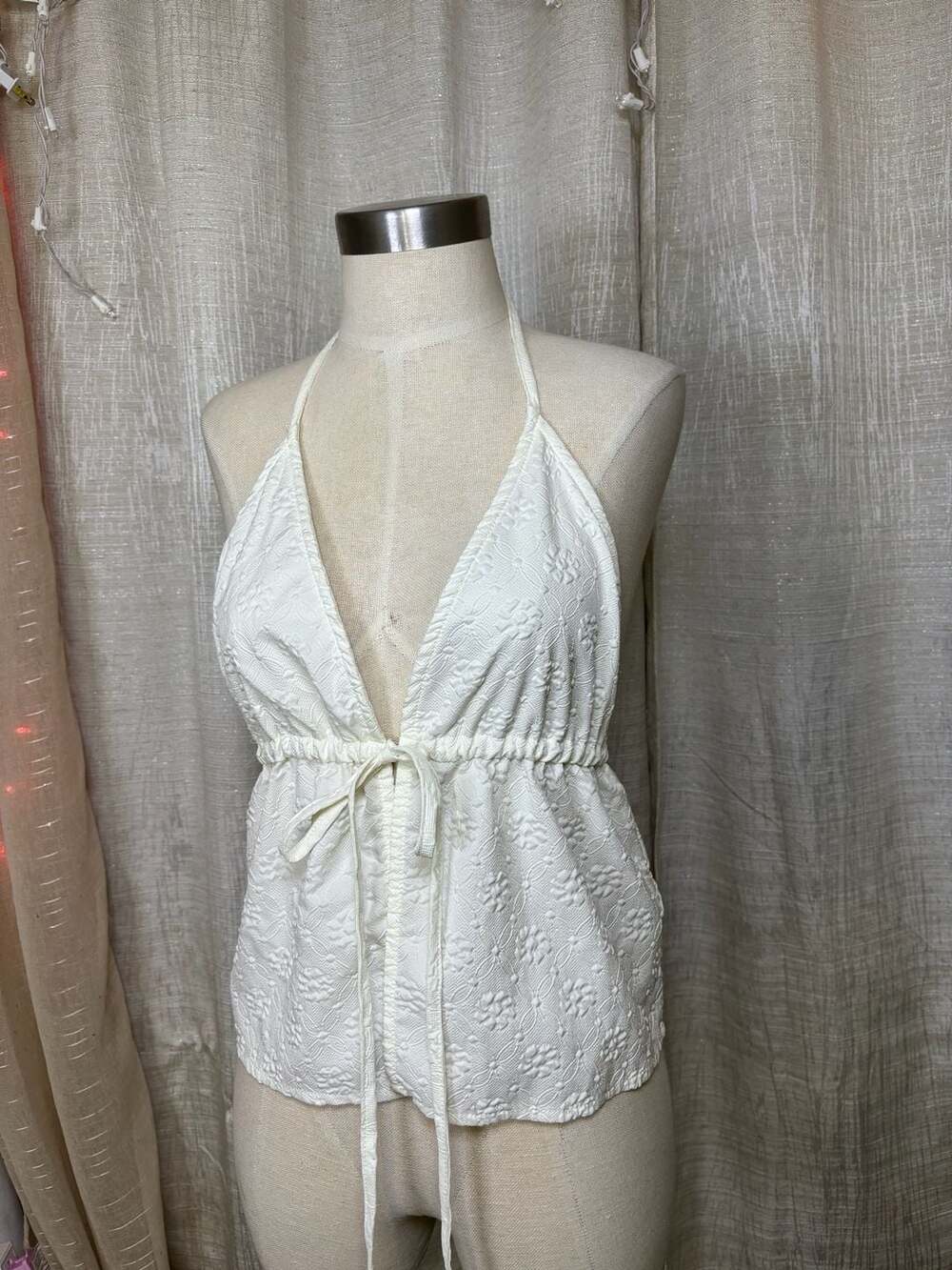 White Halter Crop Top